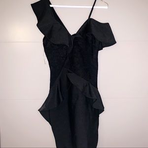 Wow couture little black dress ruffle sleeve